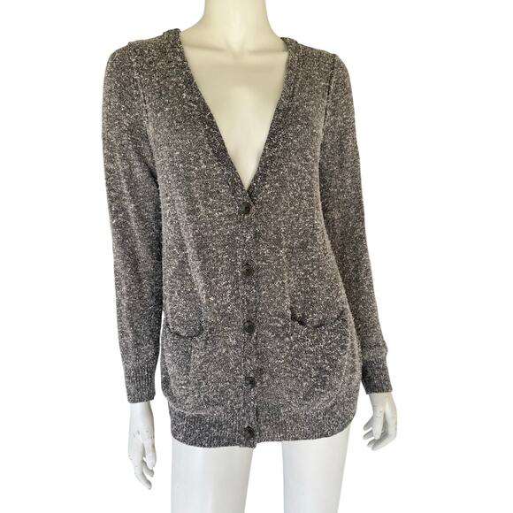 RAG & BONE Gray Silk Blend V Neck Long Sleeve Cardigan M - Picture 1 of 8